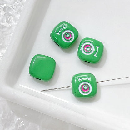Cat Eye and One-Eyed Beast Metal Beads 10mm Baking Painted 10pcs 34