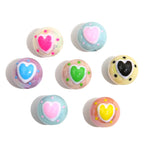 Painted Heart Acrylic Beads 16mm Glossy Bold Colors 4pcs 5