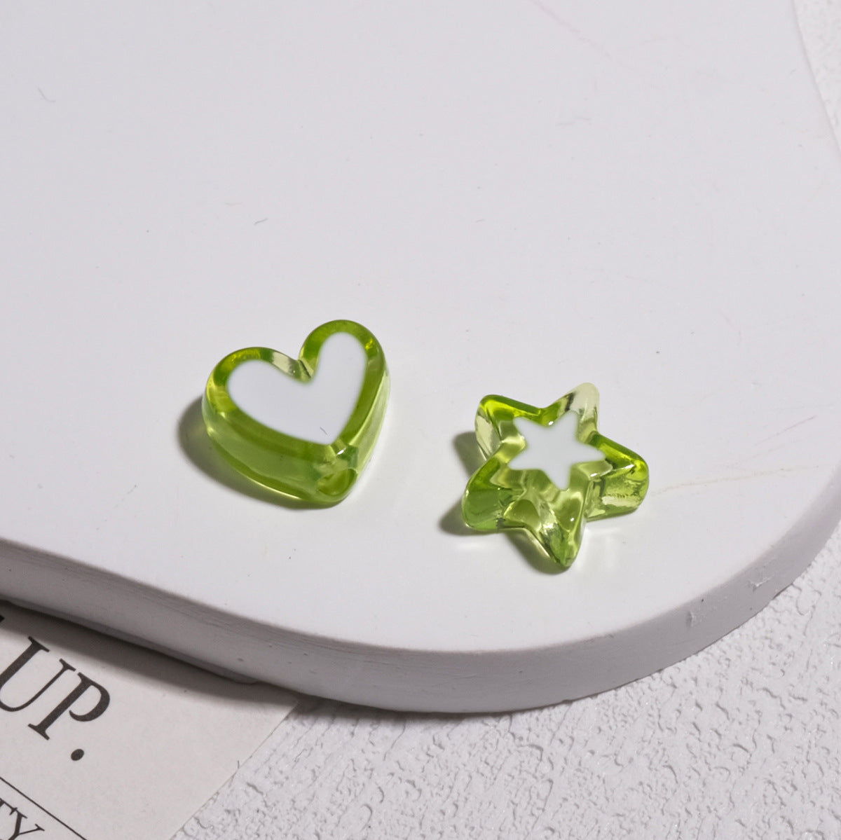 Double Sided Star & Heart Acrylic Beads 11mm Enamel Glossy 50pcs 10