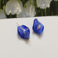 Lampwork Glass Beads Leaf 22mm Handmade Distressed Curled 4pcs 6