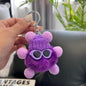Fluffy Pom Pom Monster Doll Keychain with Sunglasses and Knitted Hat 15