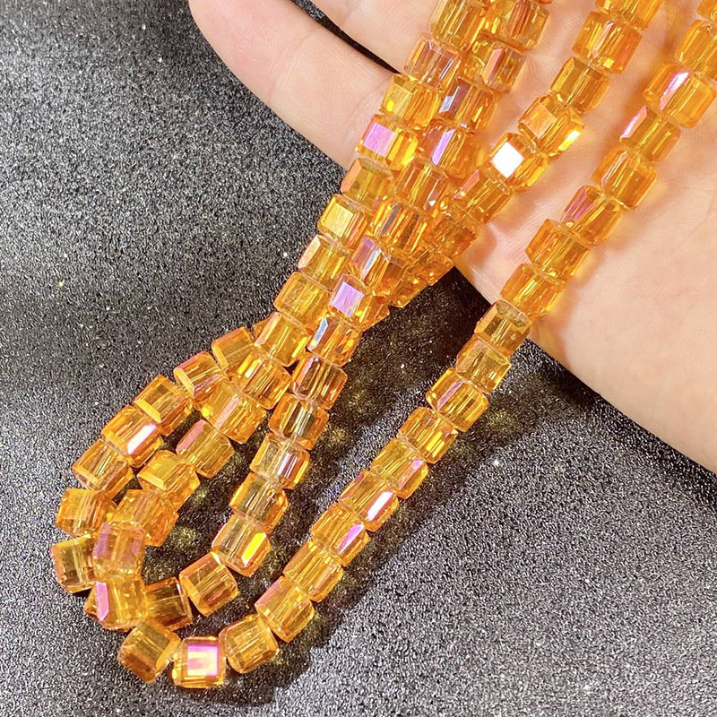 Square Transparent Glass Beads 8mm Clear Iridescent Shine 50pcs 10