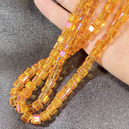 Square Transparent Glass Beads 8mm Clear Iridescent Shine 50pcs 10