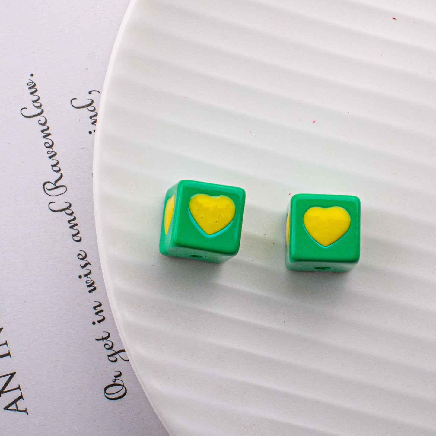 Warm Winter Color Series Heart Acrylic Square Beads 12.5mm 20pcs 9