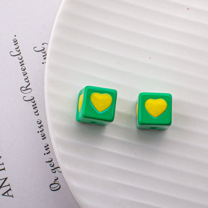 Warm Winter Color Series Heart Acrylic Square Beads 12.5mm 20pcs 9