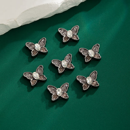 Two-Color Butterfly Rhinestone Beads 17mm Alloy Base 10pcs 10