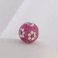 Rhinestone Round Clay Beads 16mm Tiny Daisy Pattern Multicolor 6pcs 6
