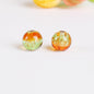 Lampwork Glass Beads Round 12mm Double Color Luminous Foil 5pcs 7