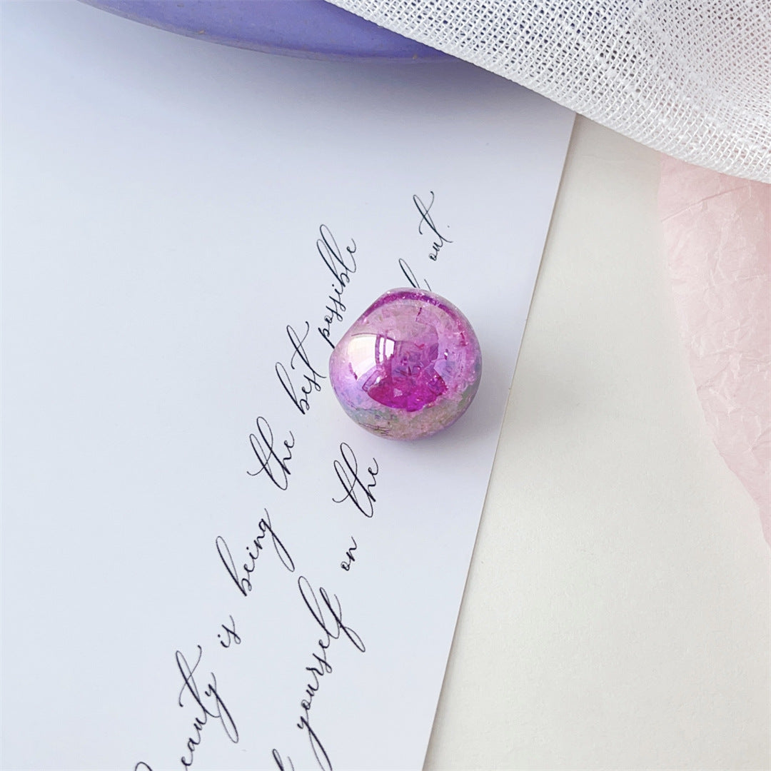 Plating Gradient Crackle Round Acrylic Beads 21mm Color Shift 50pcs 5