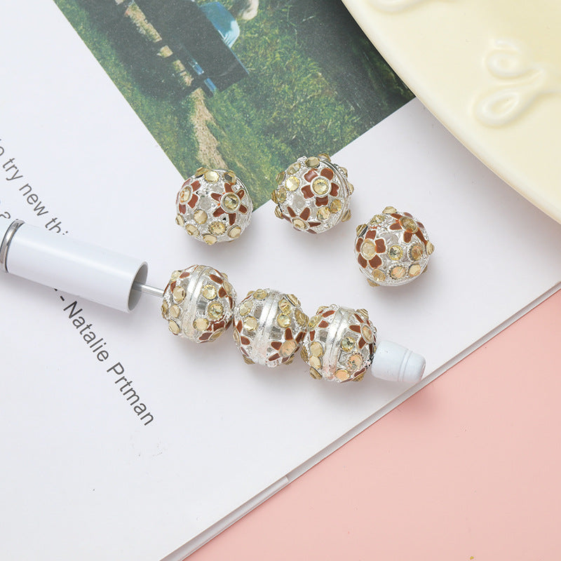 Round Rhinestone Beads 16mm Clustered Crystal Alloy 10pcs 11