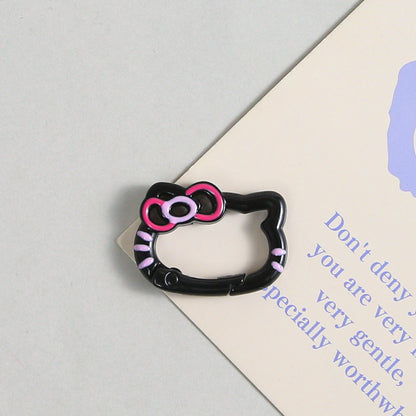 Zinc Alloy Kitty Trigger Spring Keyrings Painted Colorful 6pcs 19