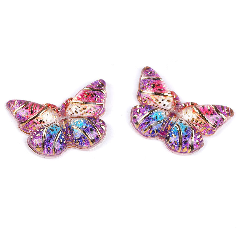 Plating Gilded Butterfly Acrylic Beads 15mm 22mm Radiant Mixed 100pcs 6
