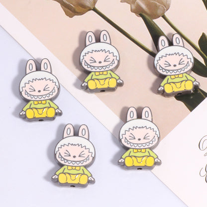 Cheerful Bunny Ear Metal Beads 24mm Colorful Enamel Alloy 10pcs 8