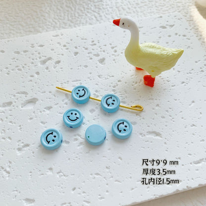 Round Metal Beads Baking Painted Smiling Chocolate Series 20pcs 32