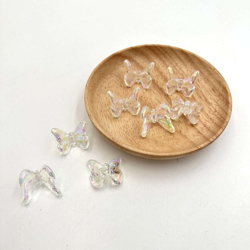 Transparent Butterfly Acrylic Beads 23x21mm UV Plating 5pcs 5