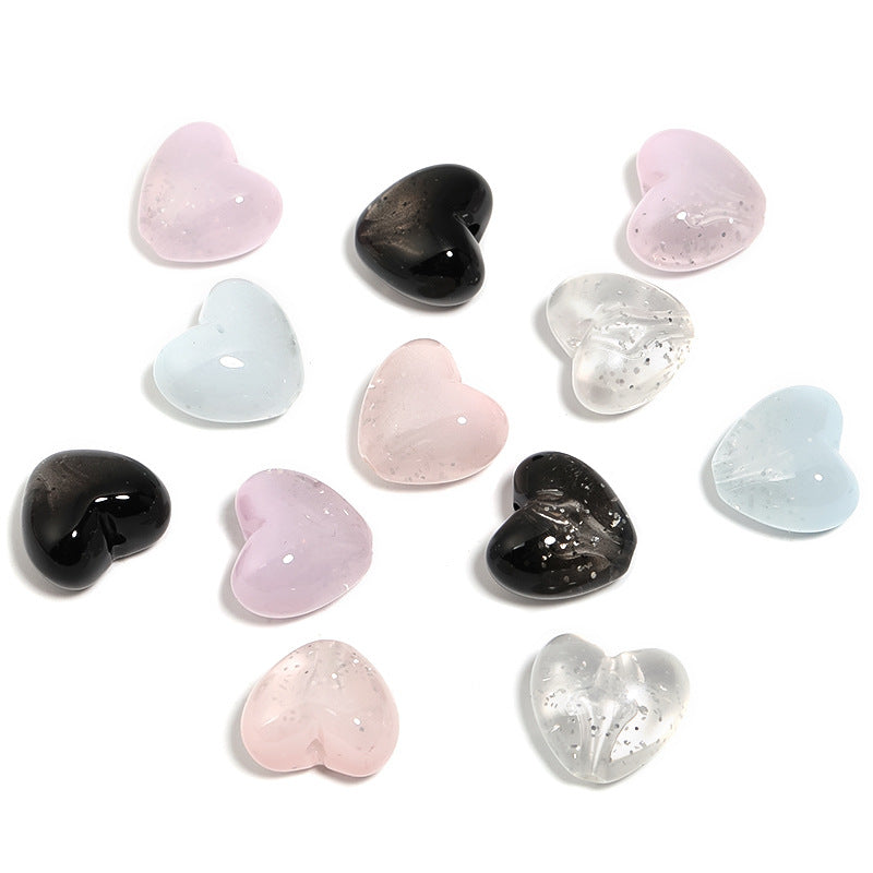 Jelly Color Glitter Powder Star and Heart Acrylic Beads 23mm 19x21mm 50pcs 6
