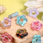 Plating Hollow Glitter Five Petal Flower Acrylic Beads 19mm 50pcs