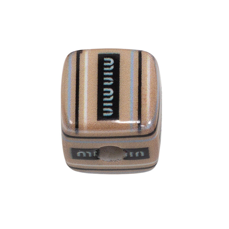Striped Designer M Acrylic Square Beads 14mm 10pcs 22