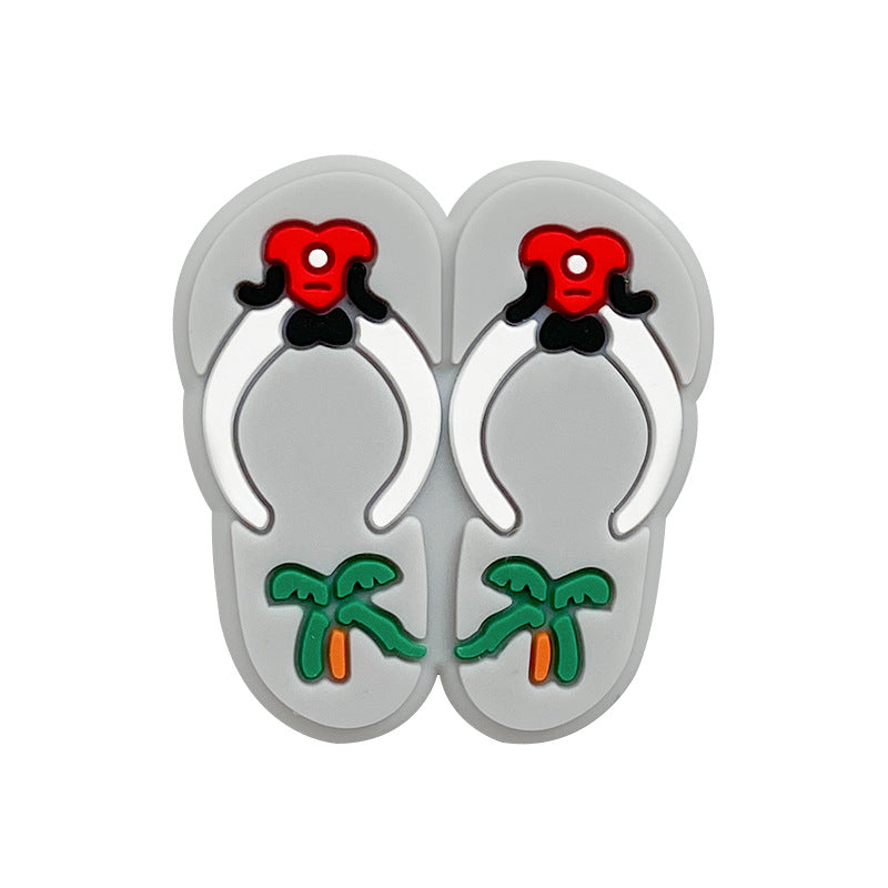 Silicone Focal Beads Slippers Palm Tree Red Bow Design 20pcs 6