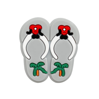 Silicone Focal Beads Slippers Palm Tree Red Bow Design 20pcs 6