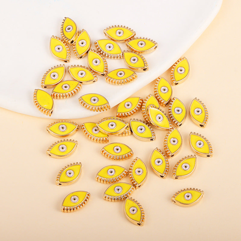 Irregular Shaped Metal Beads Double-Sided Enamel Evil Eye 20pcs 29
