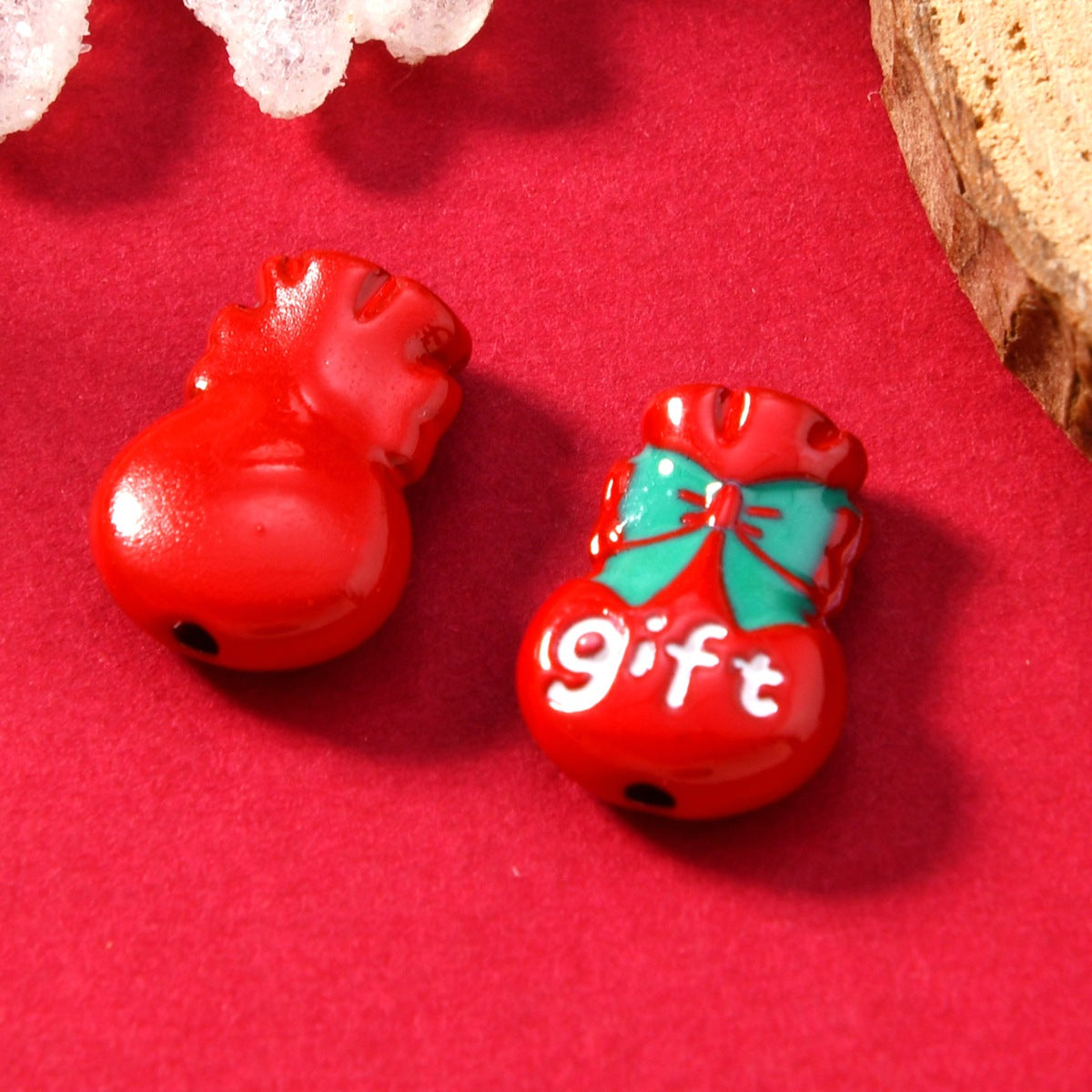 Christmas Series Enamel Metal Beads Festive Holiday Designs 10pcs 2