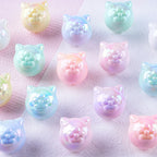 UV Plating Cute Little Cat Acrylic Beads 18mm Pastel Colors 50pcs 4