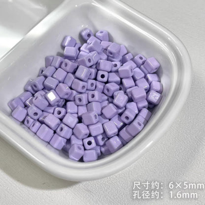 Painted Square Acrylic Beads 6mm 5mm Macaron Color Baking 30pcs 25