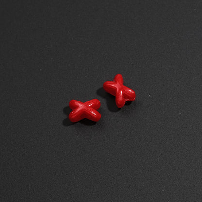 Baking Painted X Acrylic Beads 8mm Glossy Colorful 100pcs 6