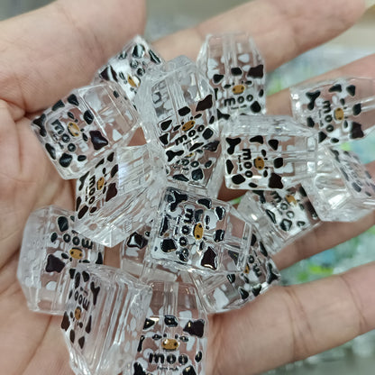 Transparent Milk Box Acrylic Beads 15x20mm Colorful Prints 100pcs 2
