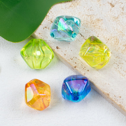 Transparent Rhombus Acrylic Beads 18mm AB Colored Plating 100pcs 3