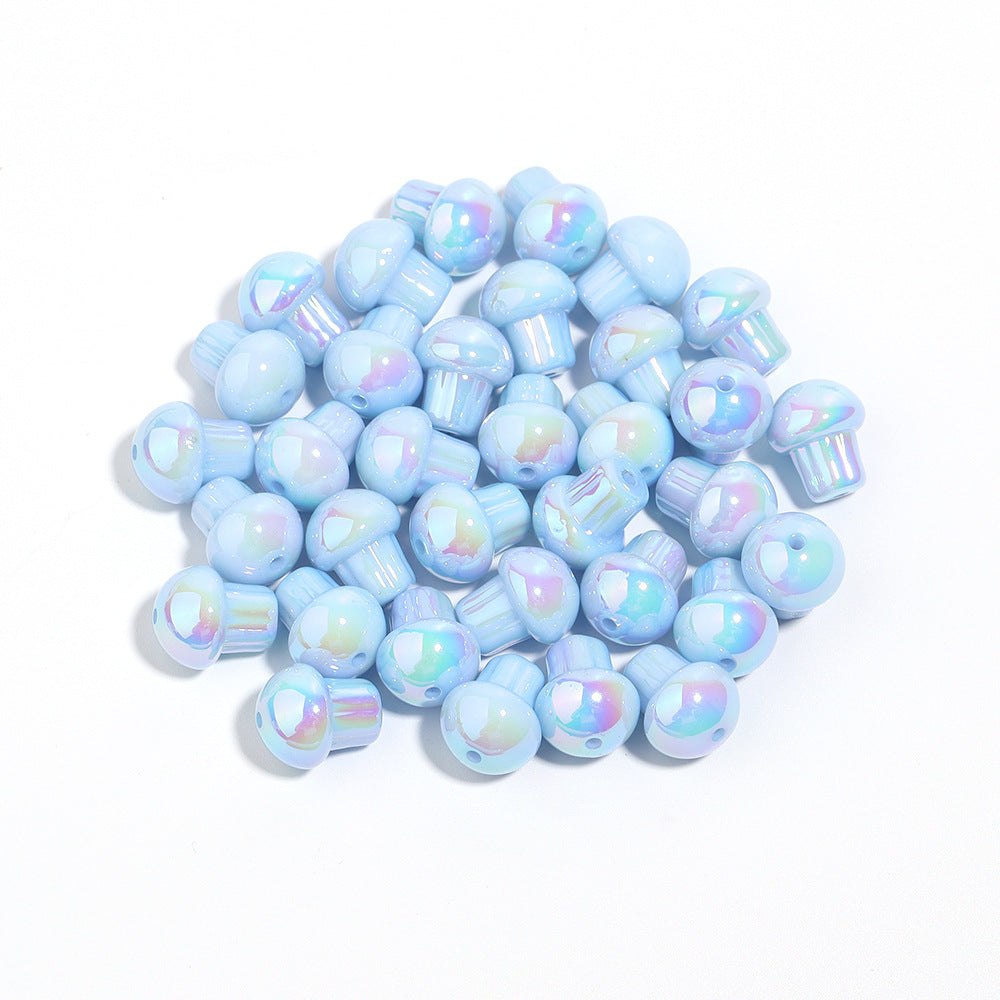 Candy Color Mushroom Acrylic Beads 13mm Glossy Iridescent 10pcs 11
