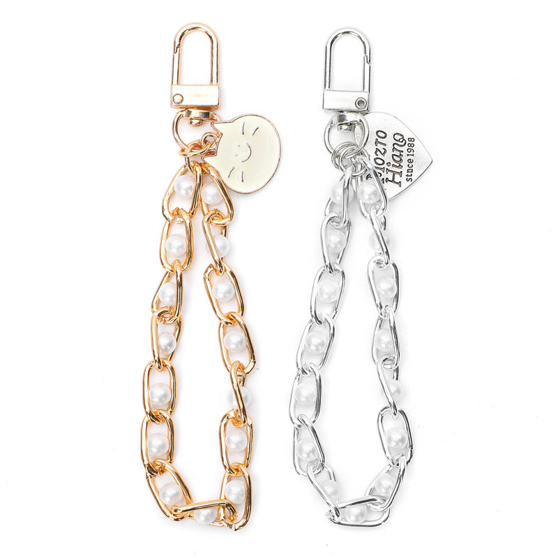 Pearl Chain Bracelet Keychain Alloy Elegant Lanyard Style 5