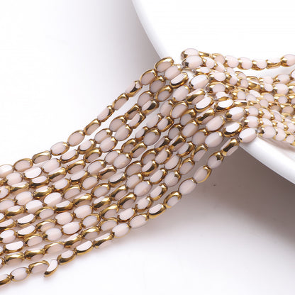 Electroplated Frosted Glass Beads 4mm x 6mm Metallic Edged 96pcs 20