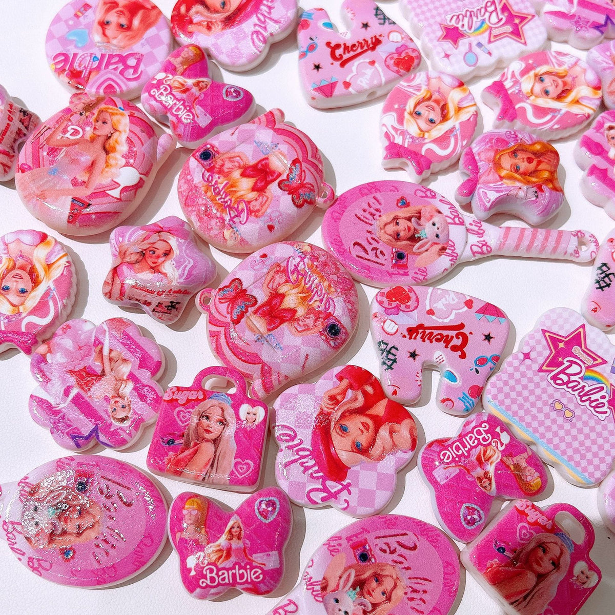 Flat Sassy Barbie Acrylic Beads Mixed Colors 50pcs 4