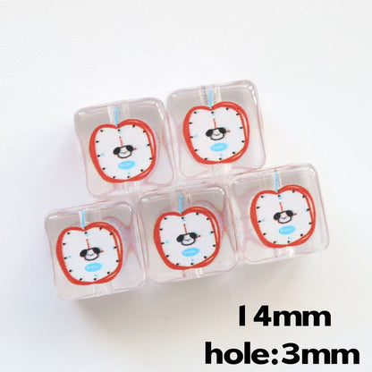 Clear Square Acrylic Beads 14mm Pastel Printed Designs 20pcs 8