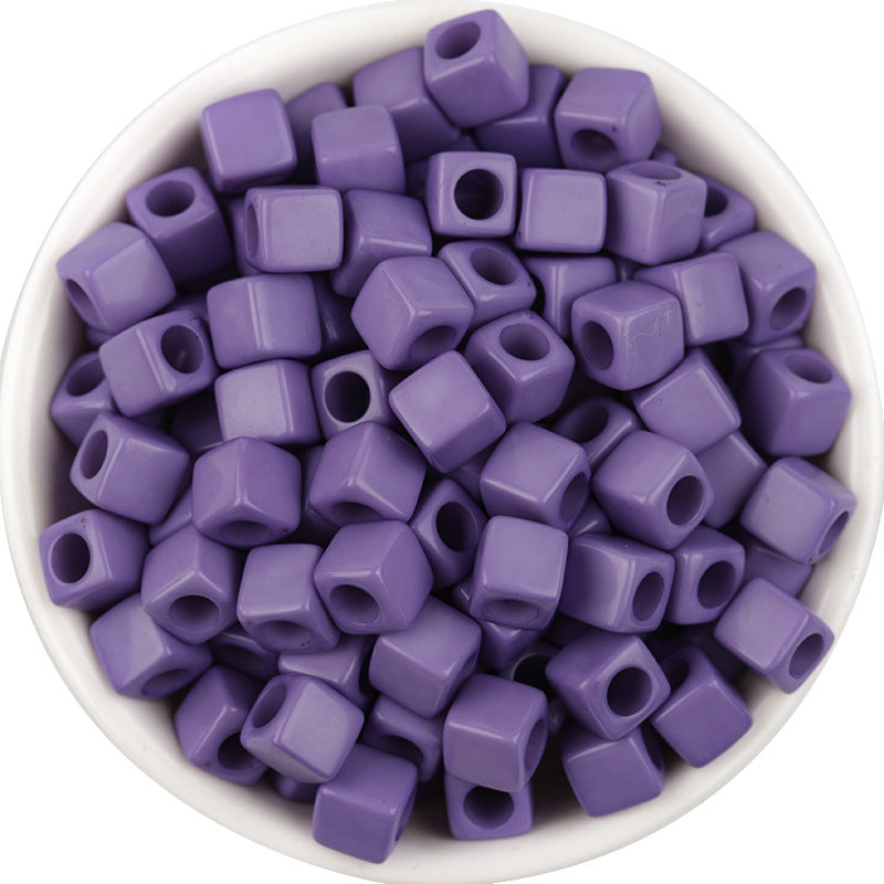 Solid Color Rounded Square Acrylic Beads 7mm Large Hole 100pcs 11