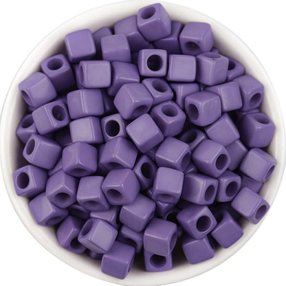 Solid Color Rounded Square Acrylic Beads 7mm Large Hole 100pcs 11