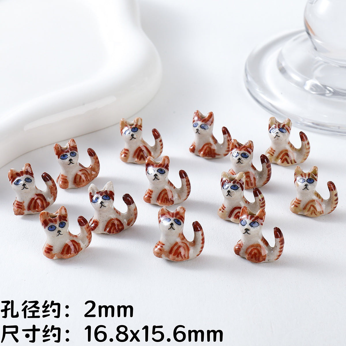 Hand Painted Animal Ceramic Beads Cute 3D Design 2pcs 10