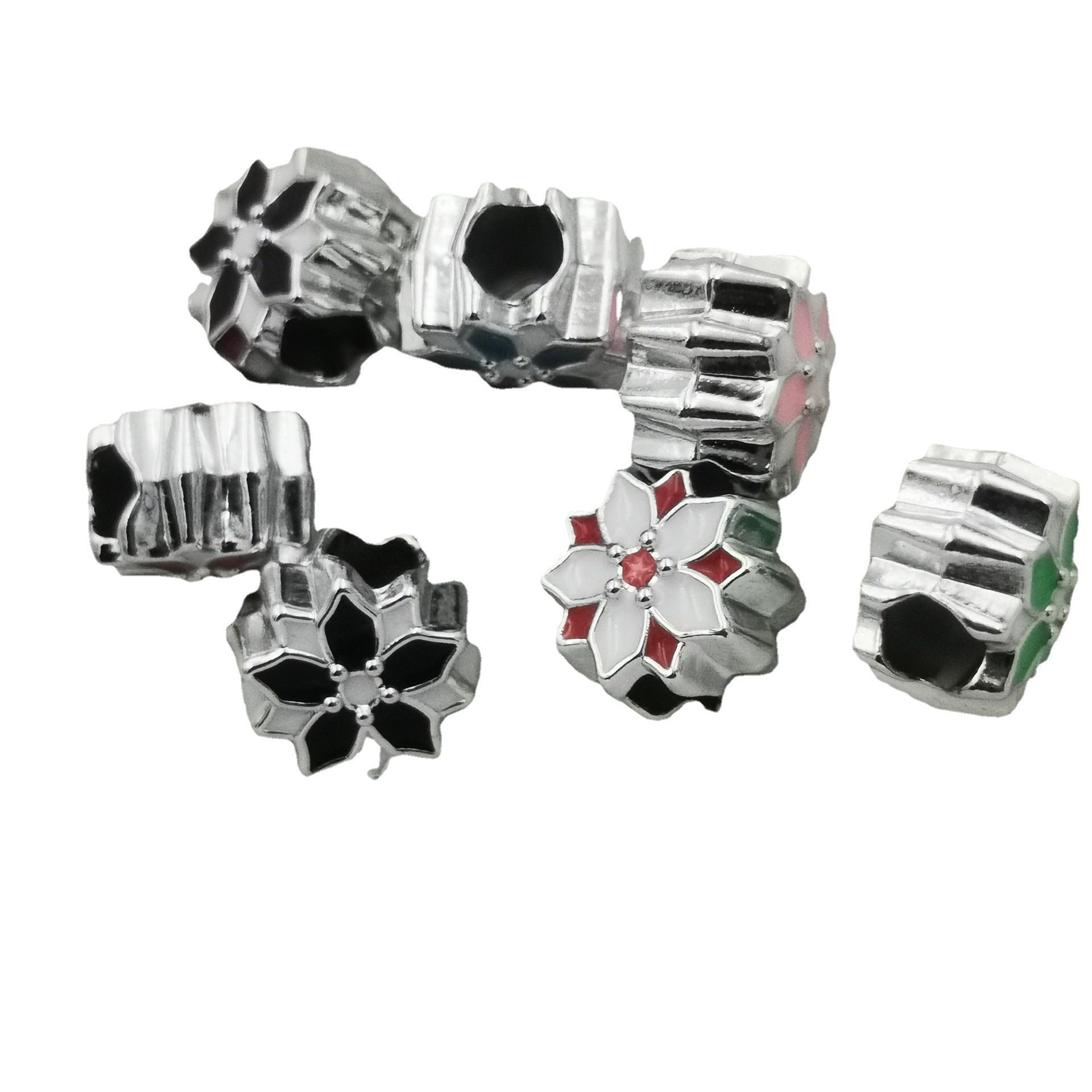 Dual Color Flower Acrylic Beads 12mm Enamel Finish 50pcs 5