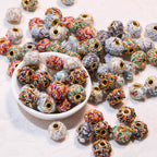 Fabric Thread Woven Spacer Beads 15mm Colorful 100pcs 2