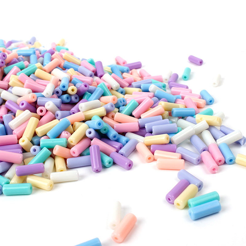 Colored Tube Acrylic Beads 13x5mm Pastel Mixed 1950pcs