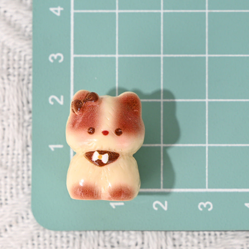 Glossy 3D Kitten Resin Beads 24-27mm Adorable Pastel 10pcs 9