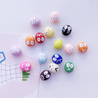 Hand Painted Coal Ball Acrylic Beads 12mm Colorful Expression 20pcs 4