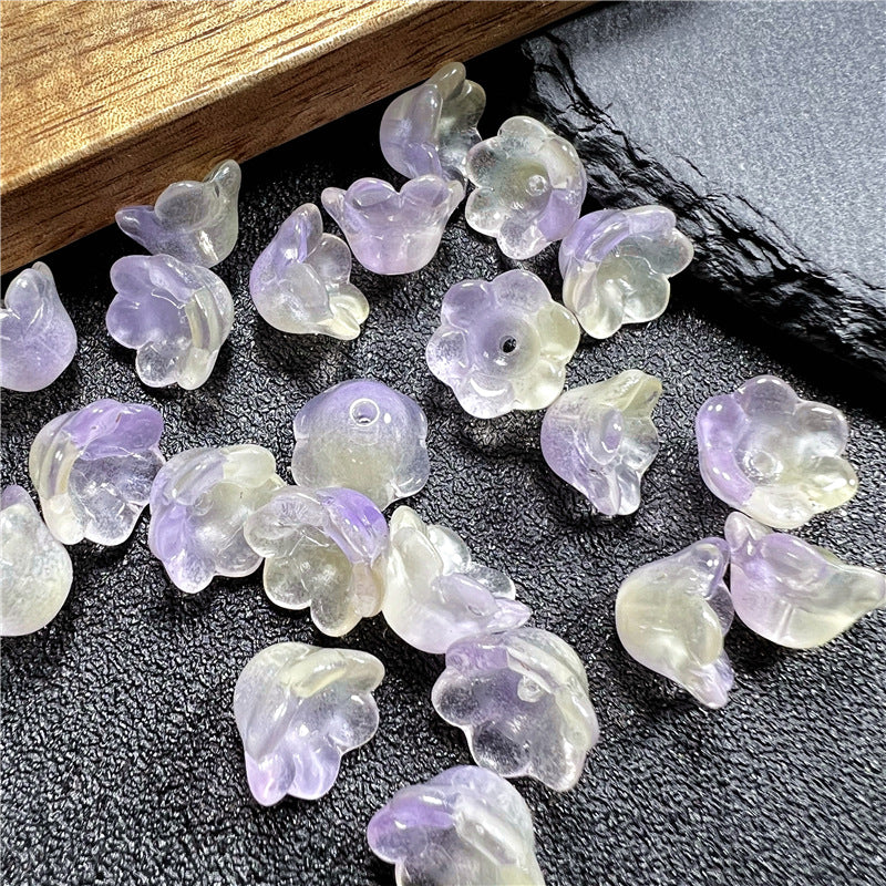 Czech Glass Beads Flower 12mm Iridescent Crystal Clear 50pcs 18