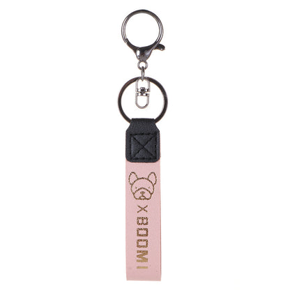 Leather Wristlet Keychain with Gold Embossed Bear Detail 2