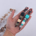 Leopard Silicone Beaded Keychain Colorful Animal Print Charm 3