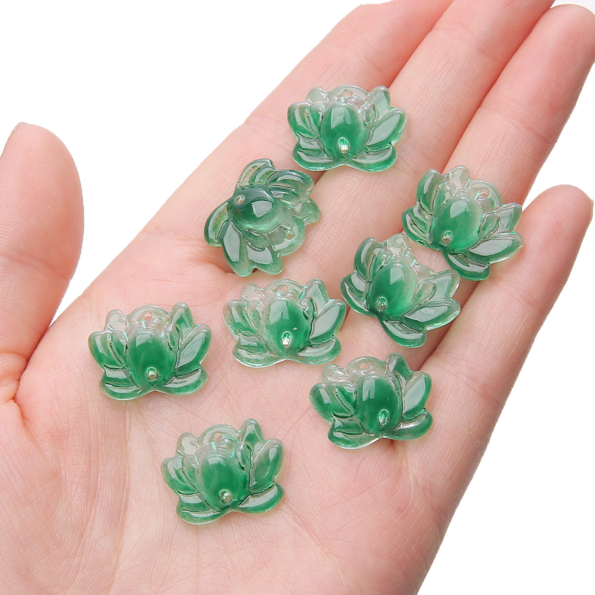 Lotus Transparent Glass Beads 16x21mm Pastel Colors 5pcs 11