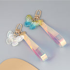 Acrylic Gradient Crystal Butterfly Wristlet Keychain Colorful 3