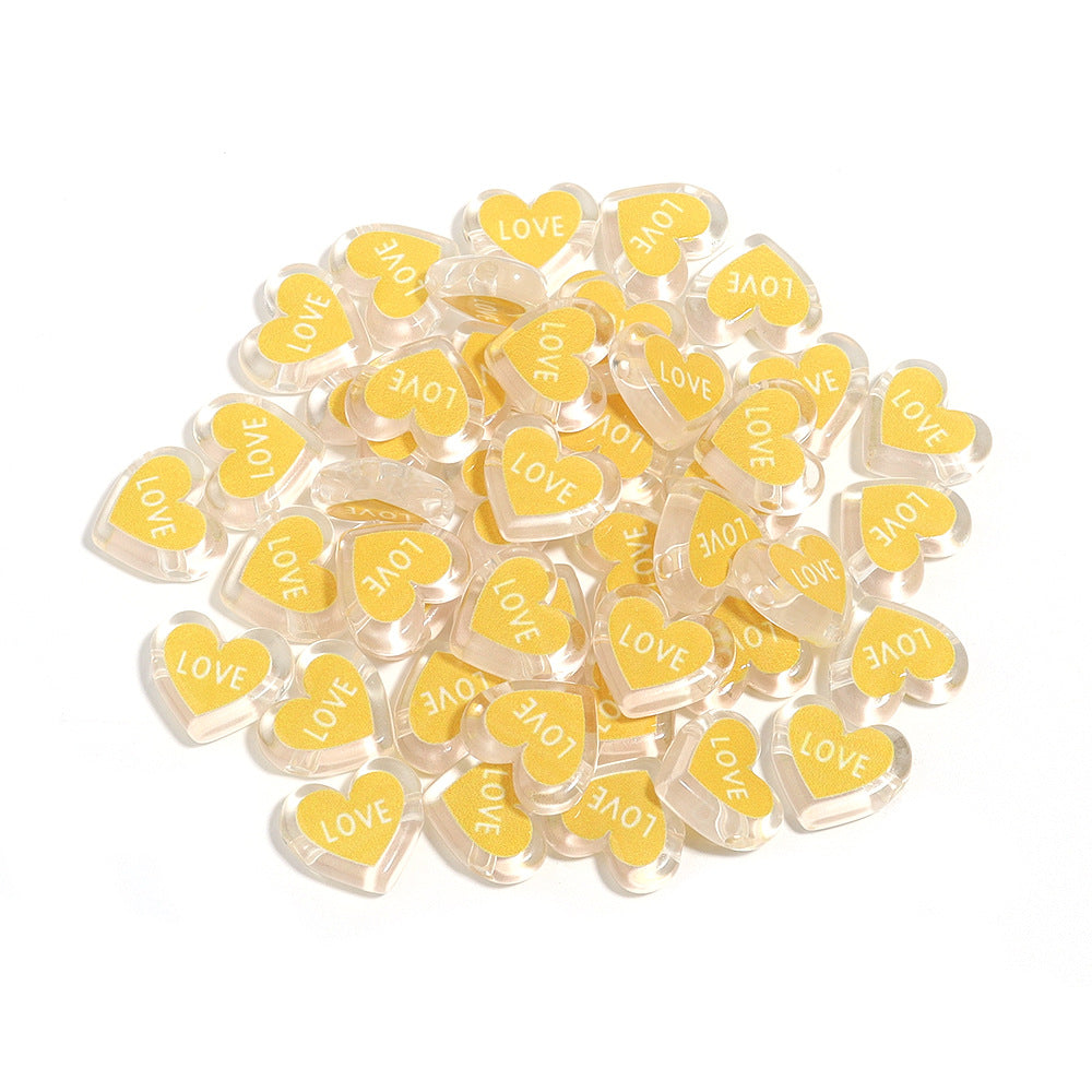 Heart Acrylic Beads 20mm White Transparent Love Horizontal Hole 20pcs 7